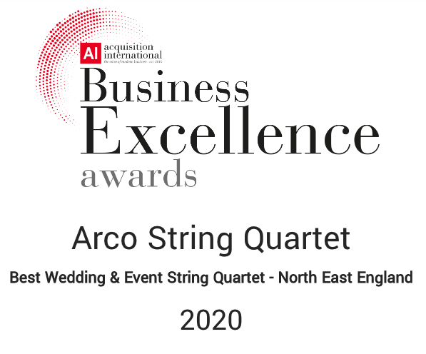 Business Excellence Awards Winners Logo 2020: Arco String Quartet, Best Wedding & Event String Quartet - North East England